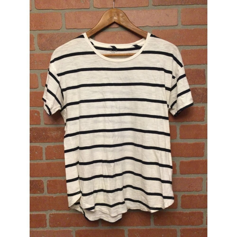 Madewell Women's T-Shirt Short Sleeve Pullover Striped Round Hem Size M